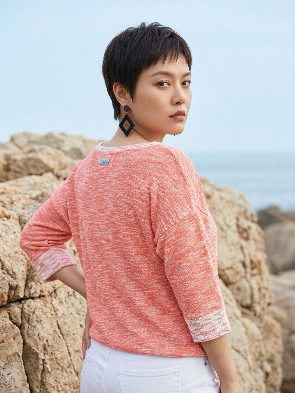 Columbia size L Women's Heathered Coral Pullover Sweatshirt